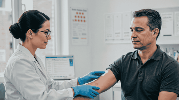 Man preparing for blood test